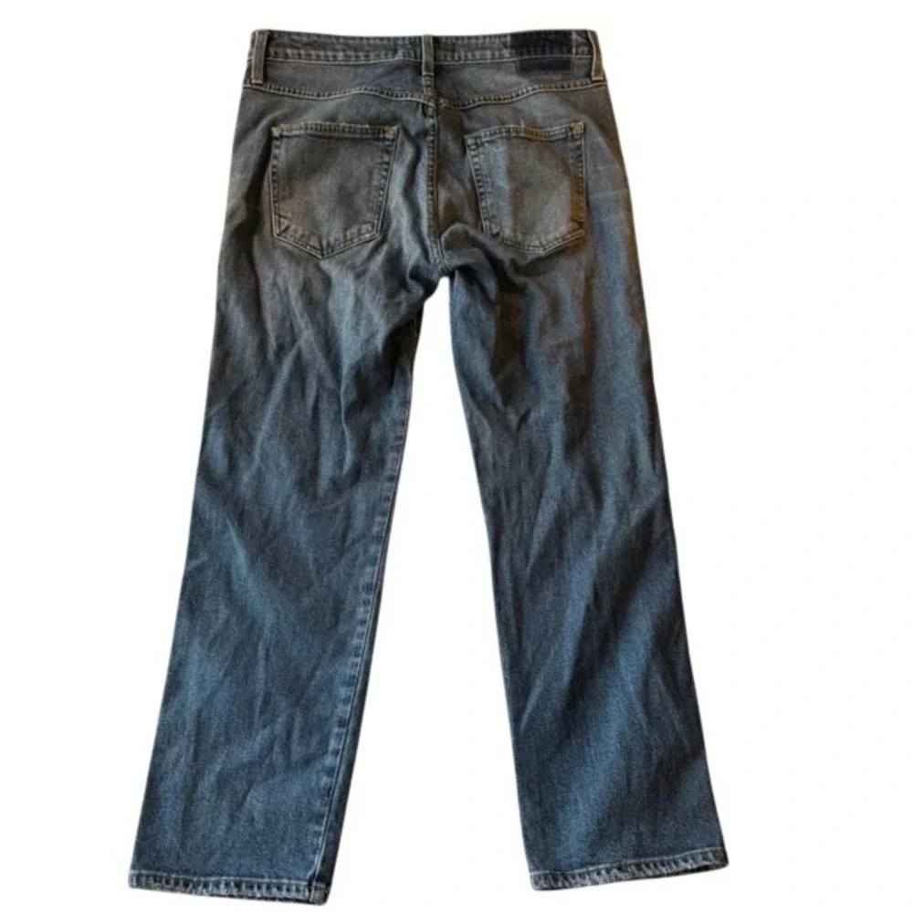 AMO Syd Straight Leg Cropped Jeans Distressed Medium Wash Size 29 Blue - Picture 5 of 9